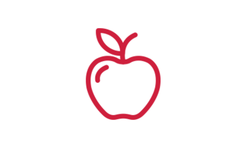 Icon of a red apple representing health topics